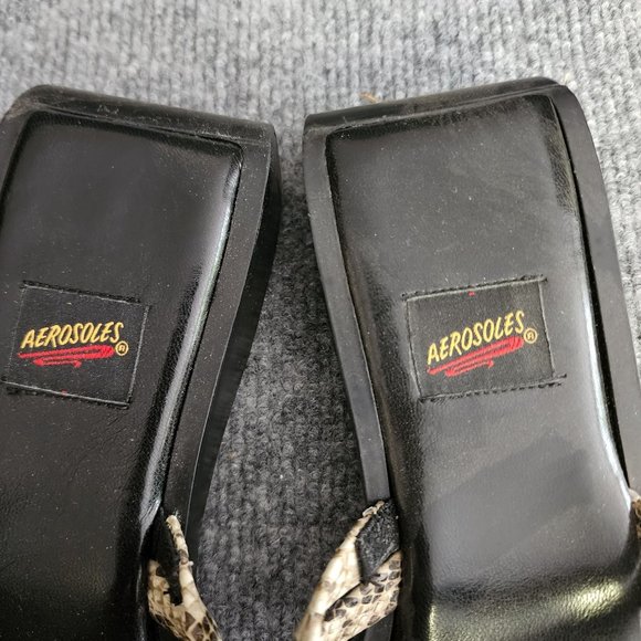 Aerosol Sandals Womens Size 8 Faux Snake Strappy Square Heel New With Box Slides - Picture 9 of 9